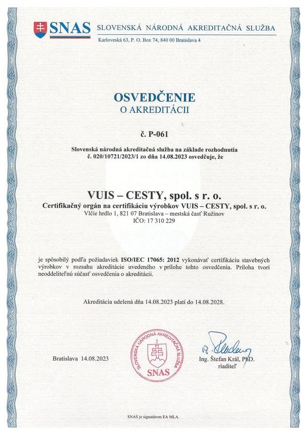 Akreditovaný certifikačný orgán na certifikáciu výrobkov
