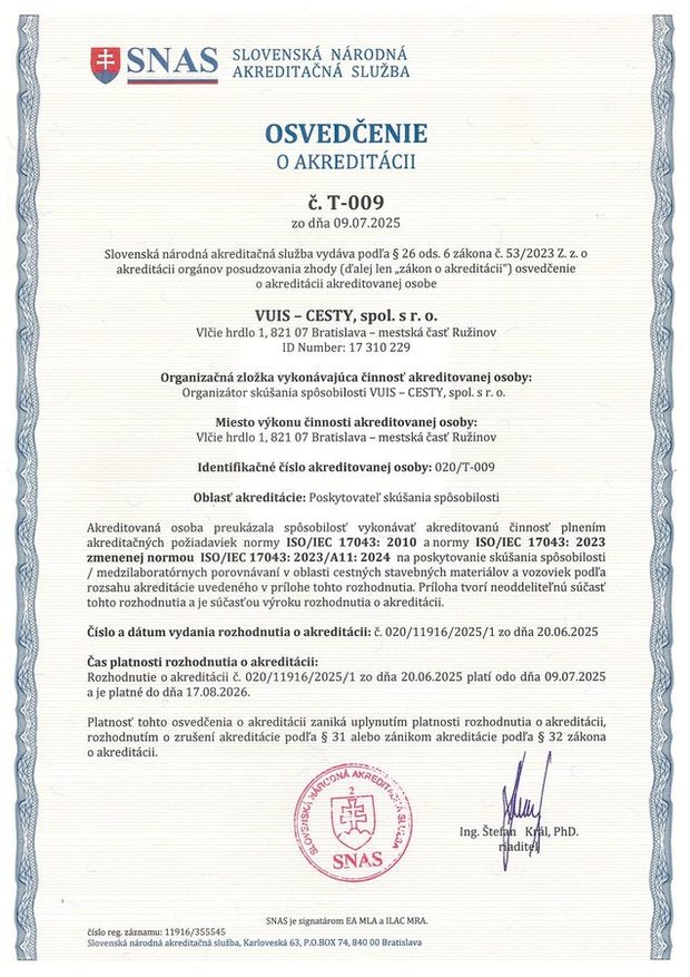 Akreditovaný organizátor skúšania spôsobilosti